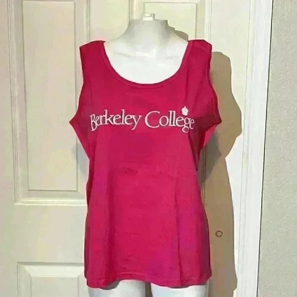 Vintage 90s UC Berkeley College Pink Scoop Neck Beach Tank Top Medium Womens